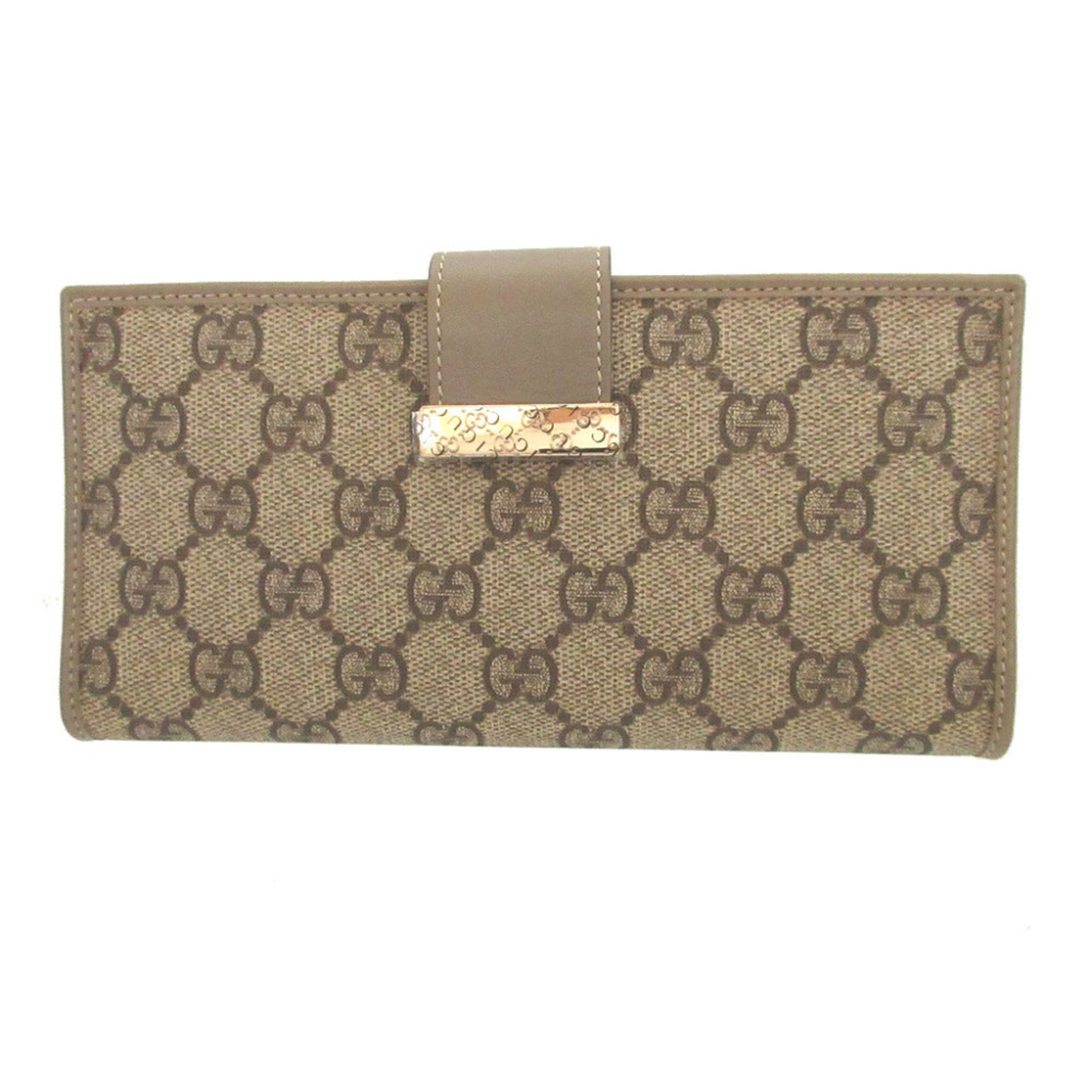 Gucci 212096 GG Supreme Leather Grey Bi-fold Long Wallet 0260GUCCI